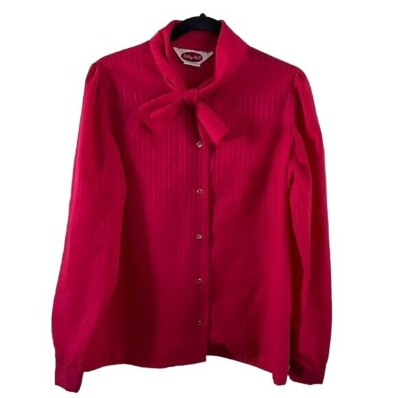 Ashley Hall Vintage Red Blouse Sz 14 - Picture 1 of 16